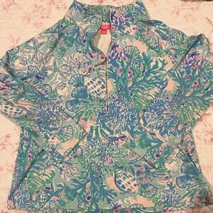 Lilly Pulitzer - Colorful Coral Quarter-Zip Pullover